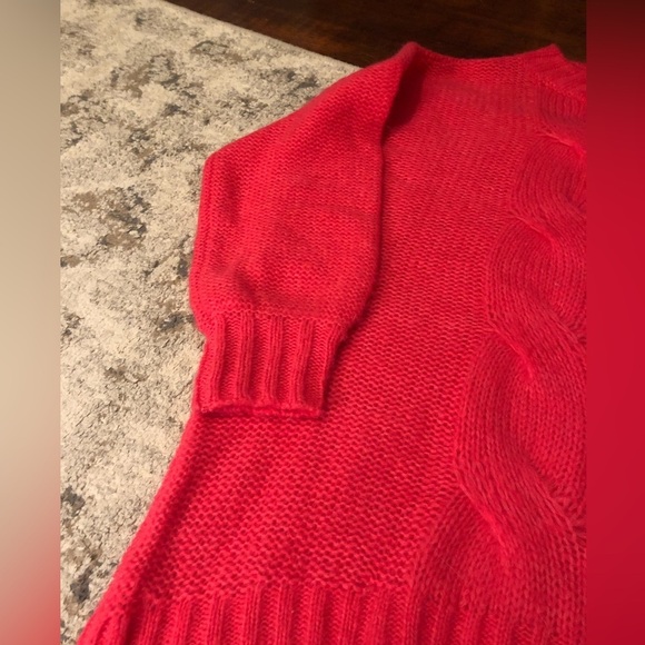 NWOT Aerie Hot Pink Cable Knit Oversized Sweater - Picture 3 of 10